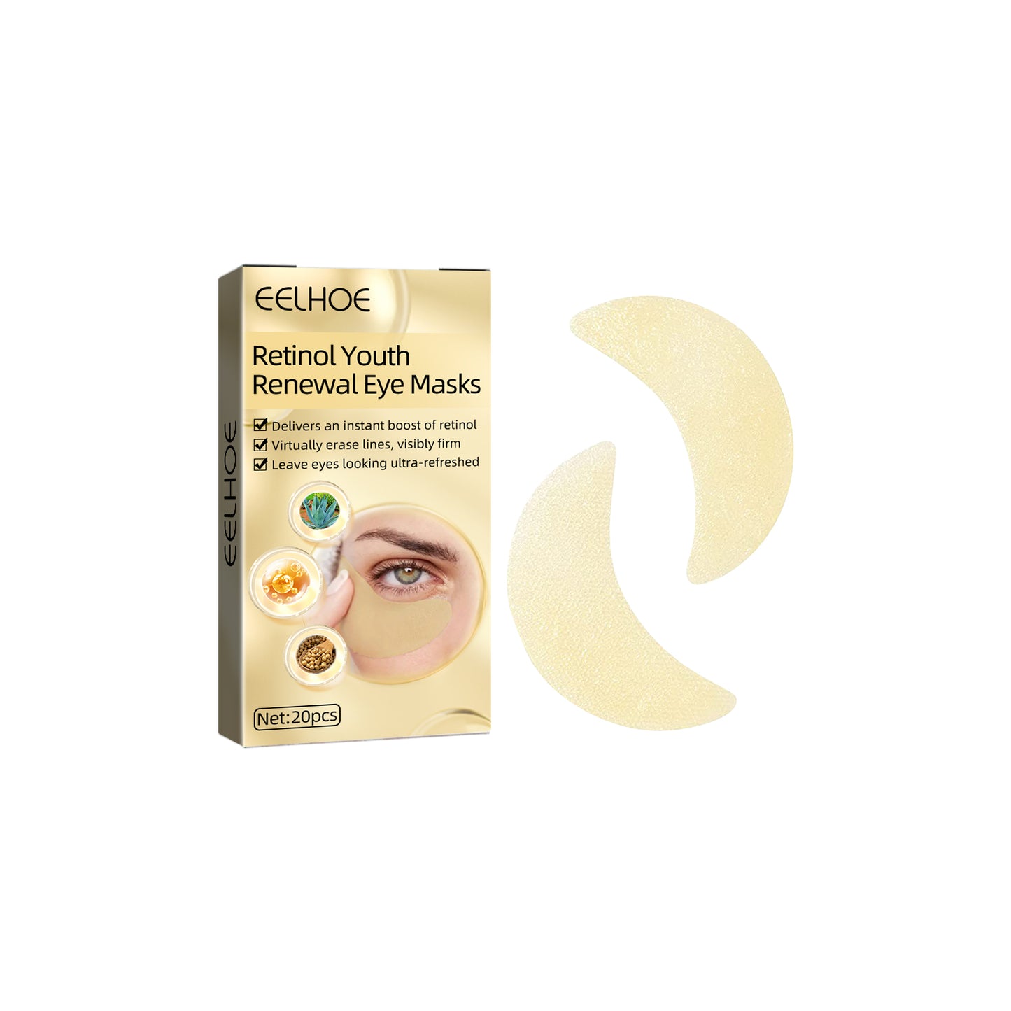GlowVital™ Retinol Eye Mask – Hydrating & Anti-Wrinkle Treatment with Aloe Vera, Retinol & Soy Extract