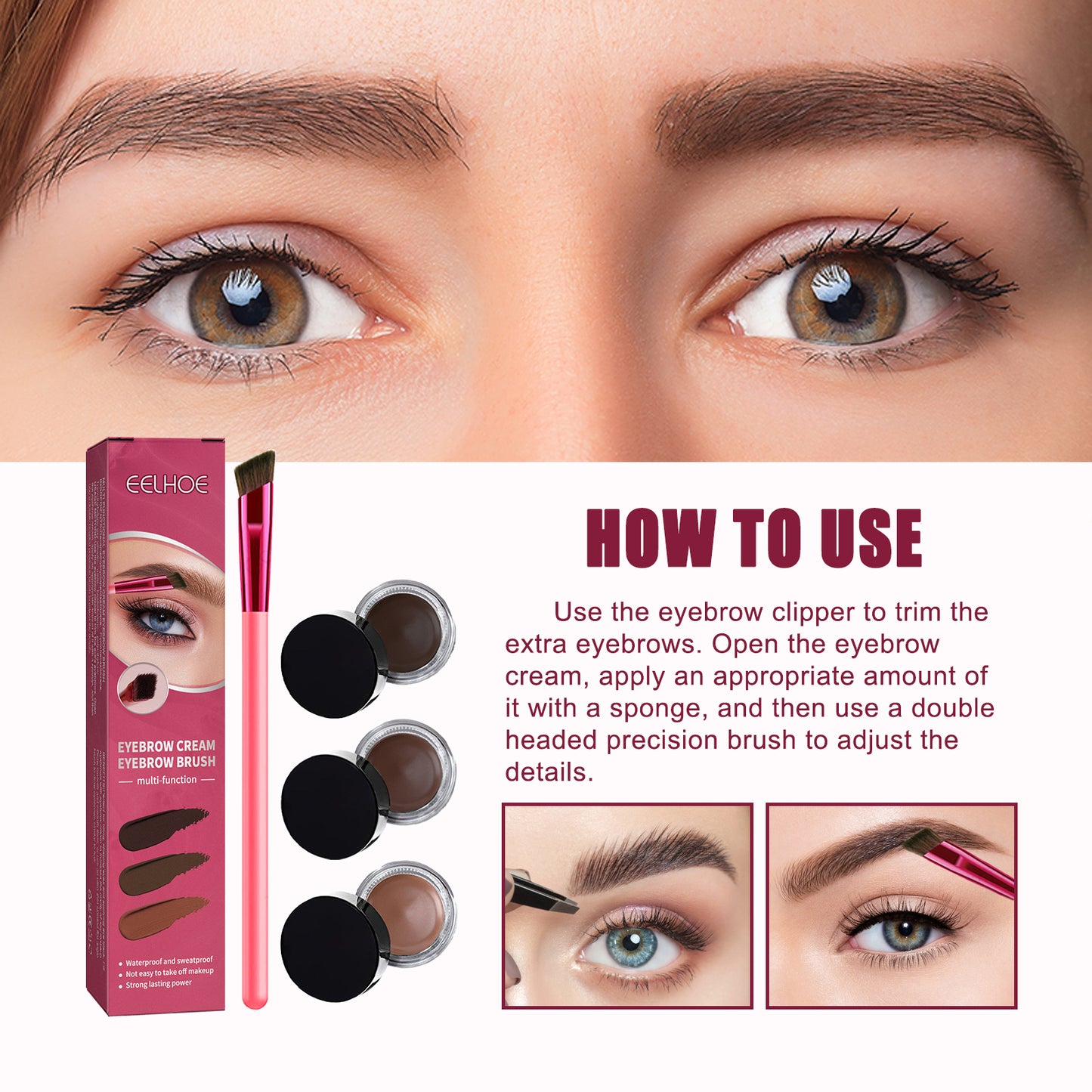GlowVital™ Versatile Eyebrow Brush & Cream Set – Long-Lasting Definition