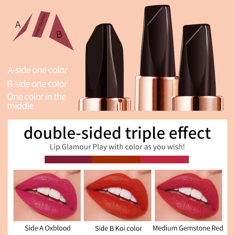 GlowVital™ Rich Three-Color Lipstick – Matte Moisture Blend