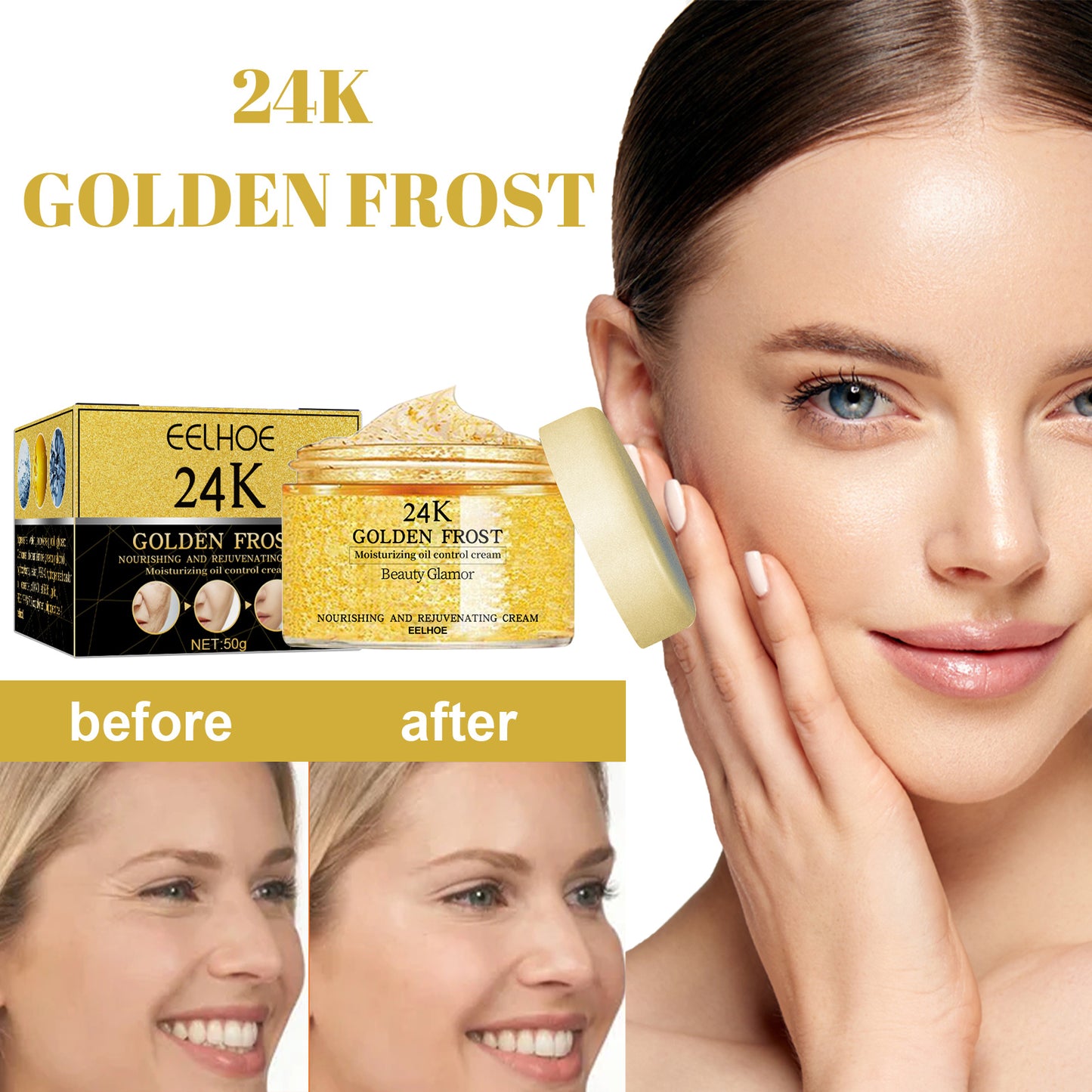 GlowVital™ 24K Gold Eye Cream – Anti-Wrinkle & Brightening Formula with Oligopeptides & Glycerin
