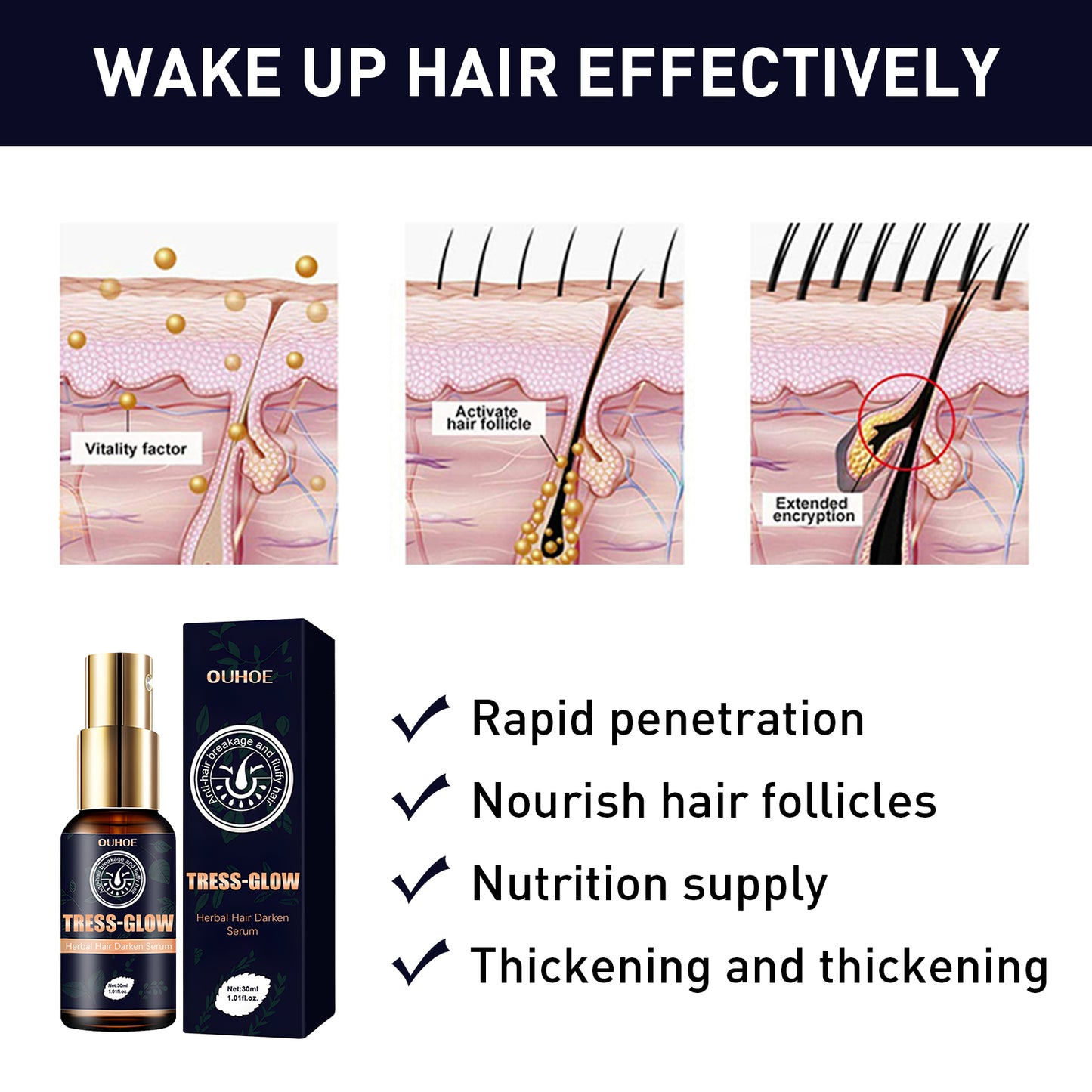 Herbal Hair Essence, Moisturizes Scalp Strong Hair Roots Thick Beard Care Essence