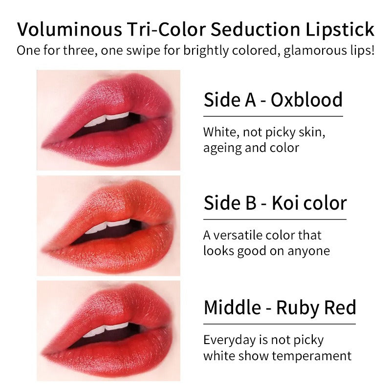 GlowVital™ Rich Three-Color Lipstick – Matte Moisture Blend